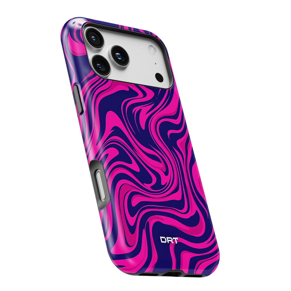 Magnetic Impact-Resistant Phone Case — Neon Pink & Purple Swirl