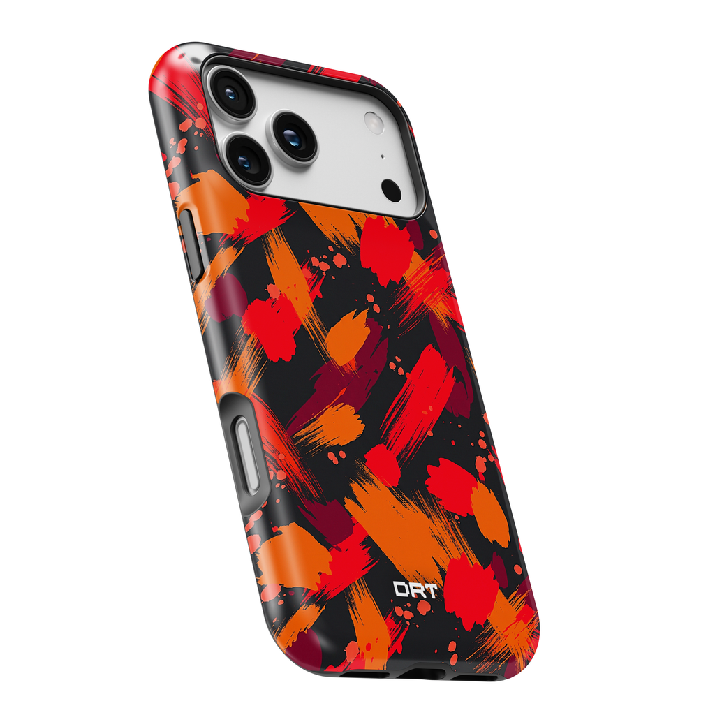 Magnetic Impact-Resistant Case — Bold Red & Orange Brushstroke Phone Cover