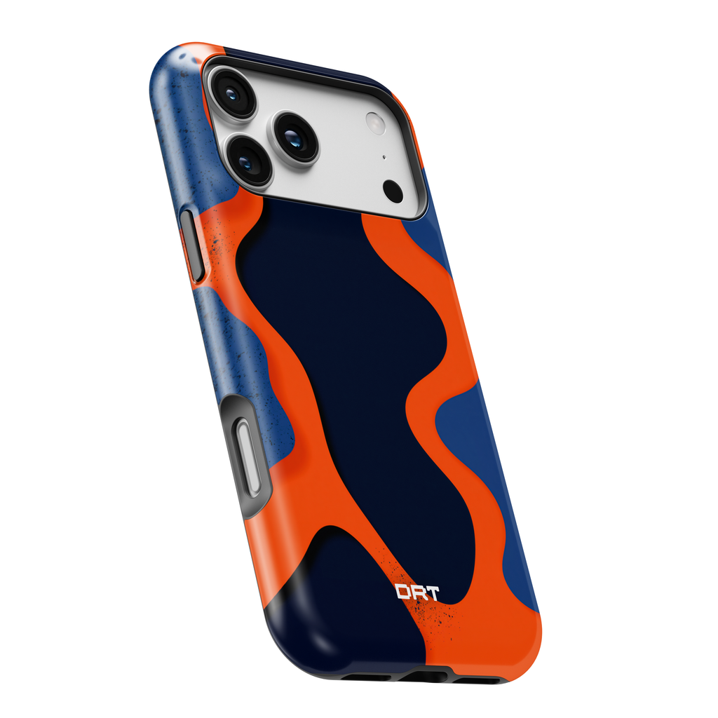 Magnetic Impact-Resistant Phone Case — Abstract Navy & Orange Wave Design