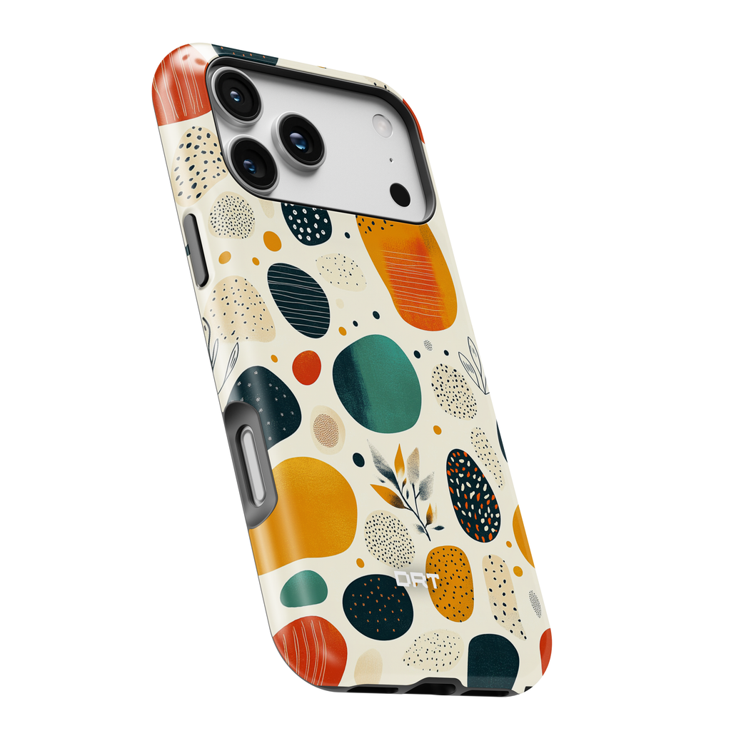 Magnetic Phone Case — Retro Abstract Pebble Design (Impact‑Resistant)