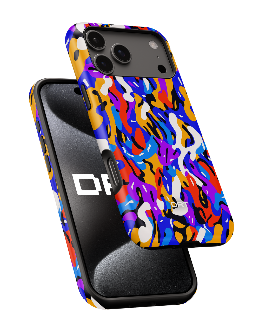 Impact-Resistant Magnetic Phone Case — Colorful Abstract Camo Design