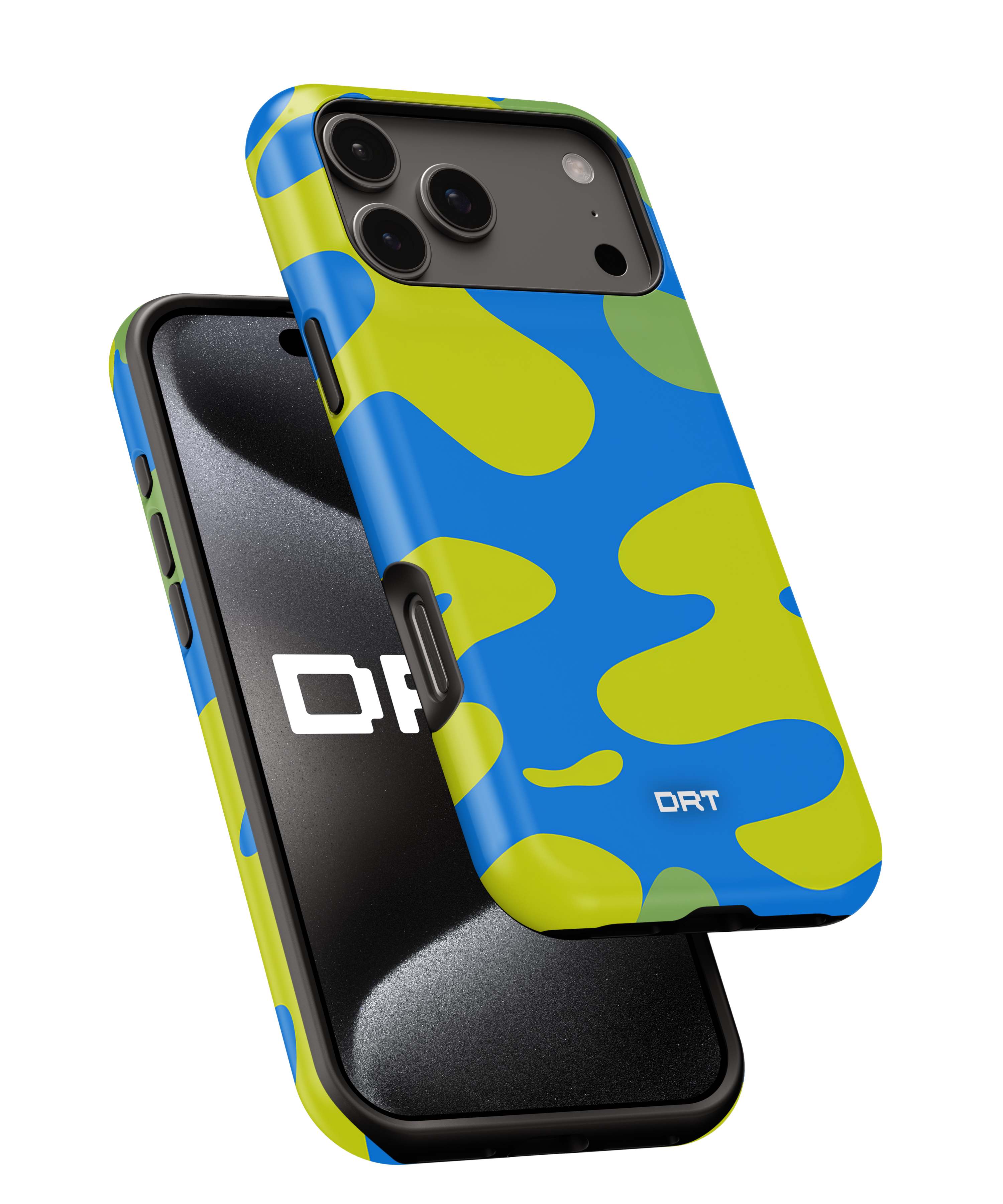 Magnetic Impact-Resistant Case — Blue & Lime Camouflage Phone Cover