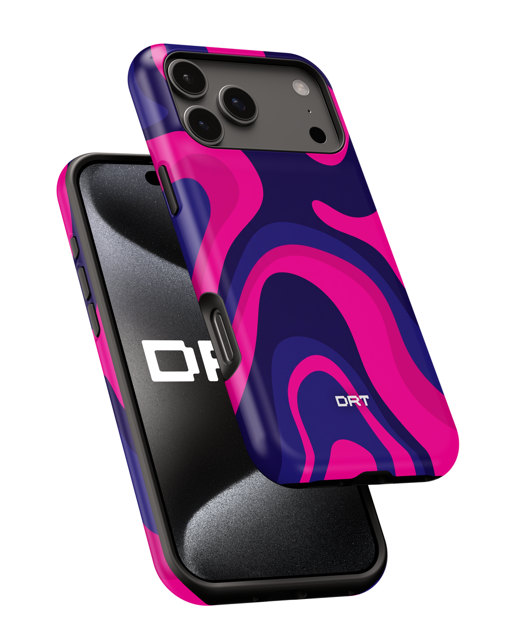 Magnetic Impact-Resistant Case — Neon Pink & Navy Swirl Phone Cover