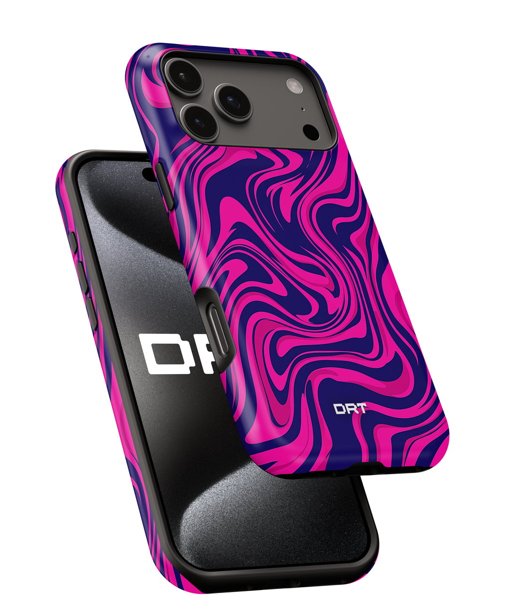 Magnetic Impact-Resistant Phone Case — Neon Pink & Purple Swirl