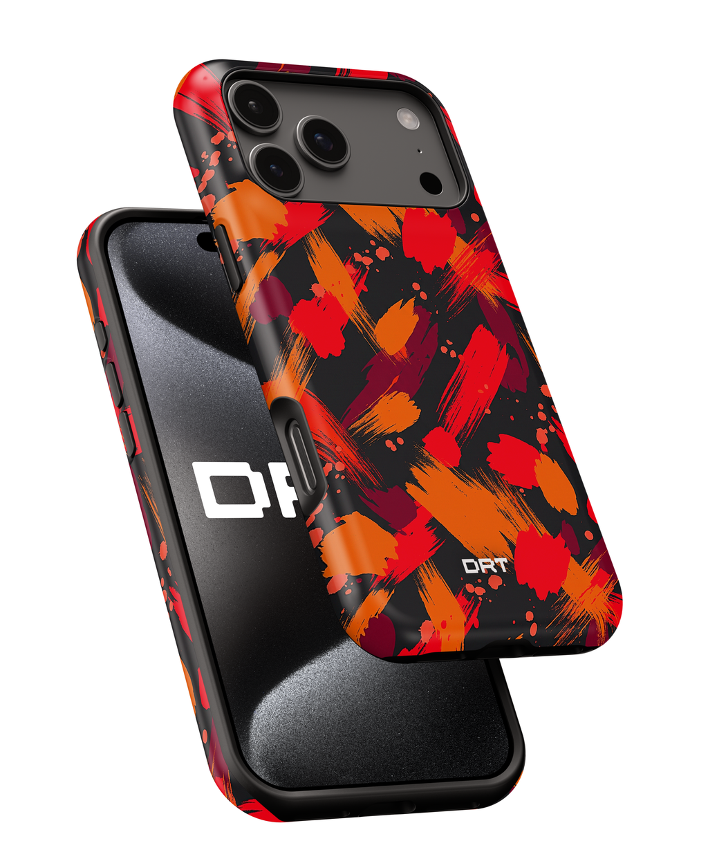 Magnetic Impact-Resistant Case — Bold Red & Orange Brushstroke Phone Cover