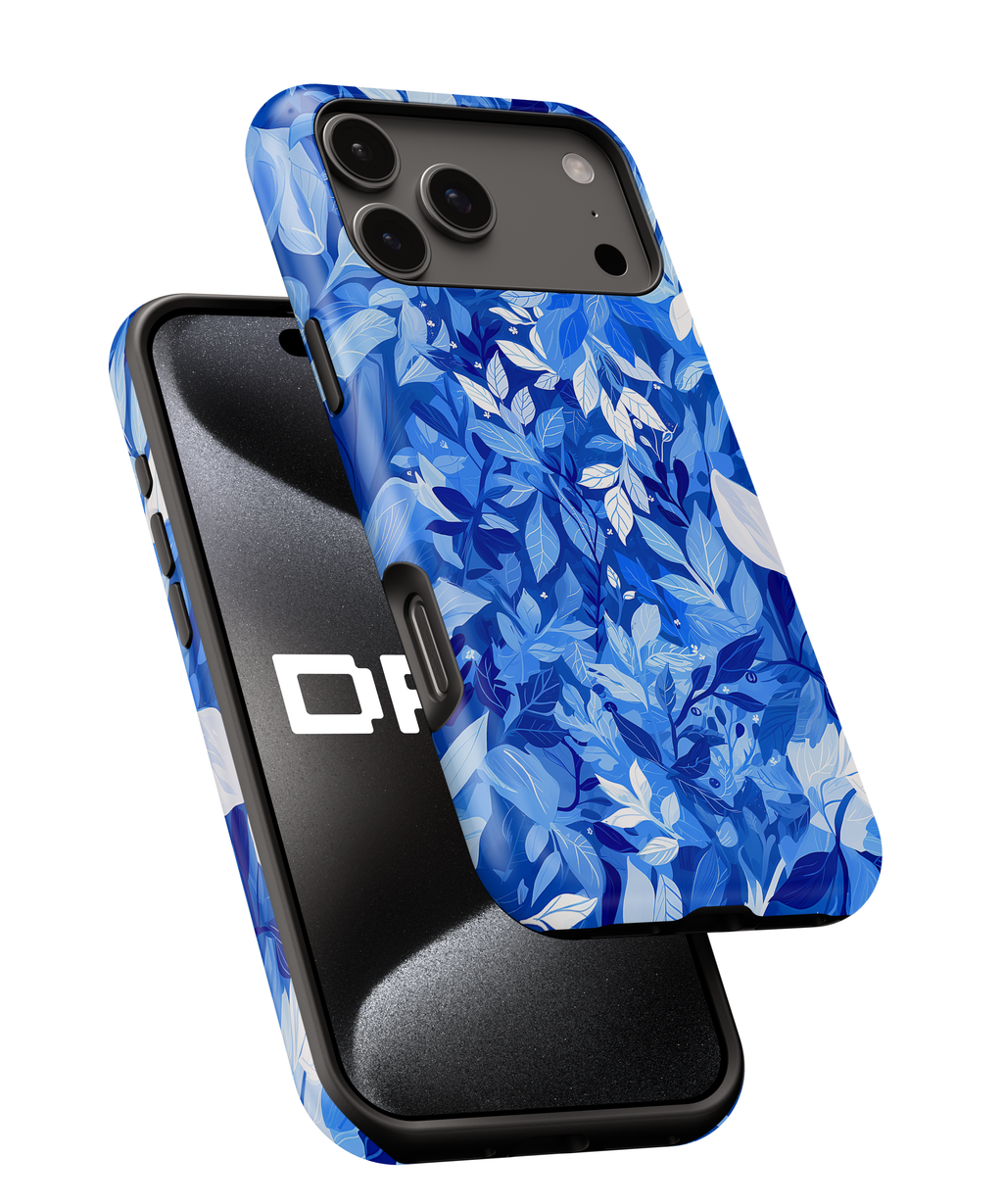 Blue Leaf Pattern Magnetic Impact-Resistant Phone Case