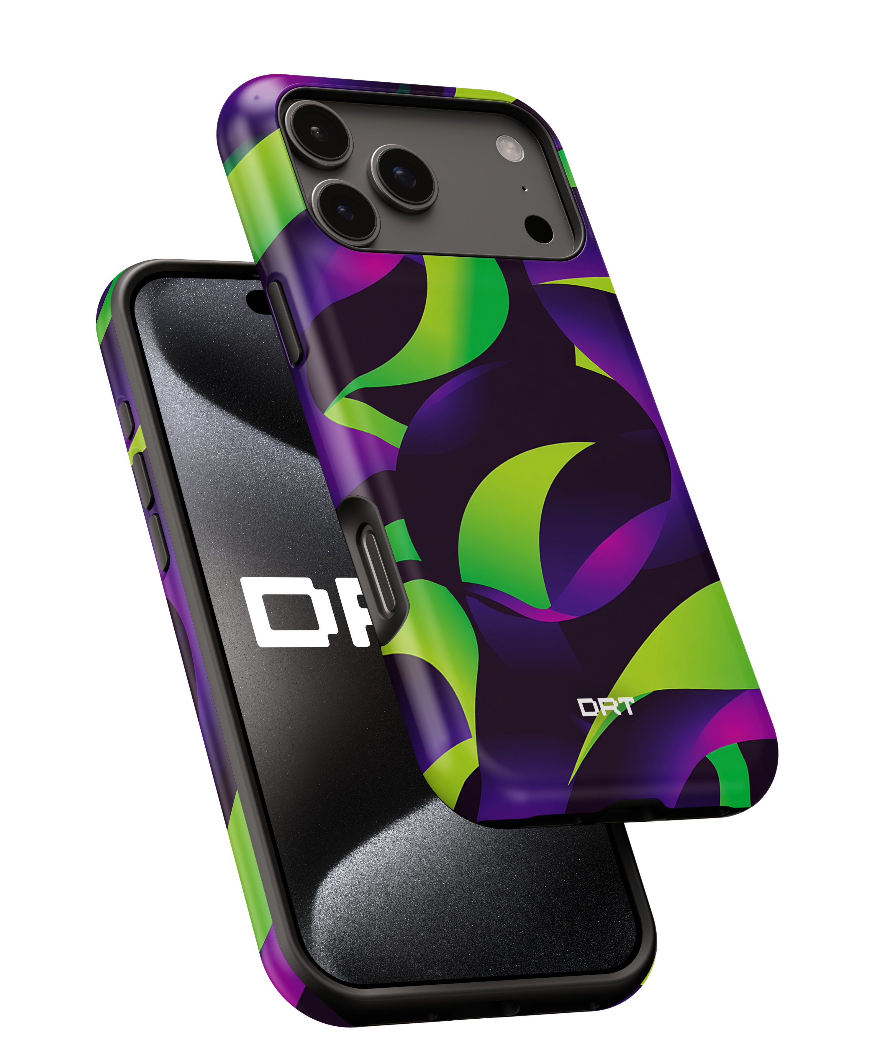Magnetic Impact-Resistant Phone Case — Neon Green & Purple Abstract Design