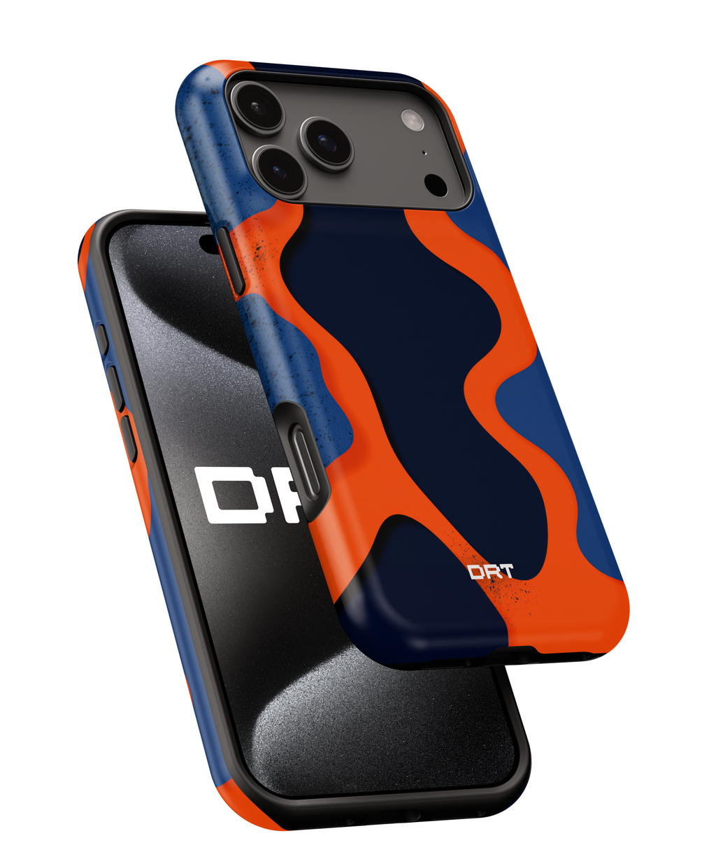 Magnetic Impact-Resistant Phone Case — Abstract Navy & Orange Wave Design