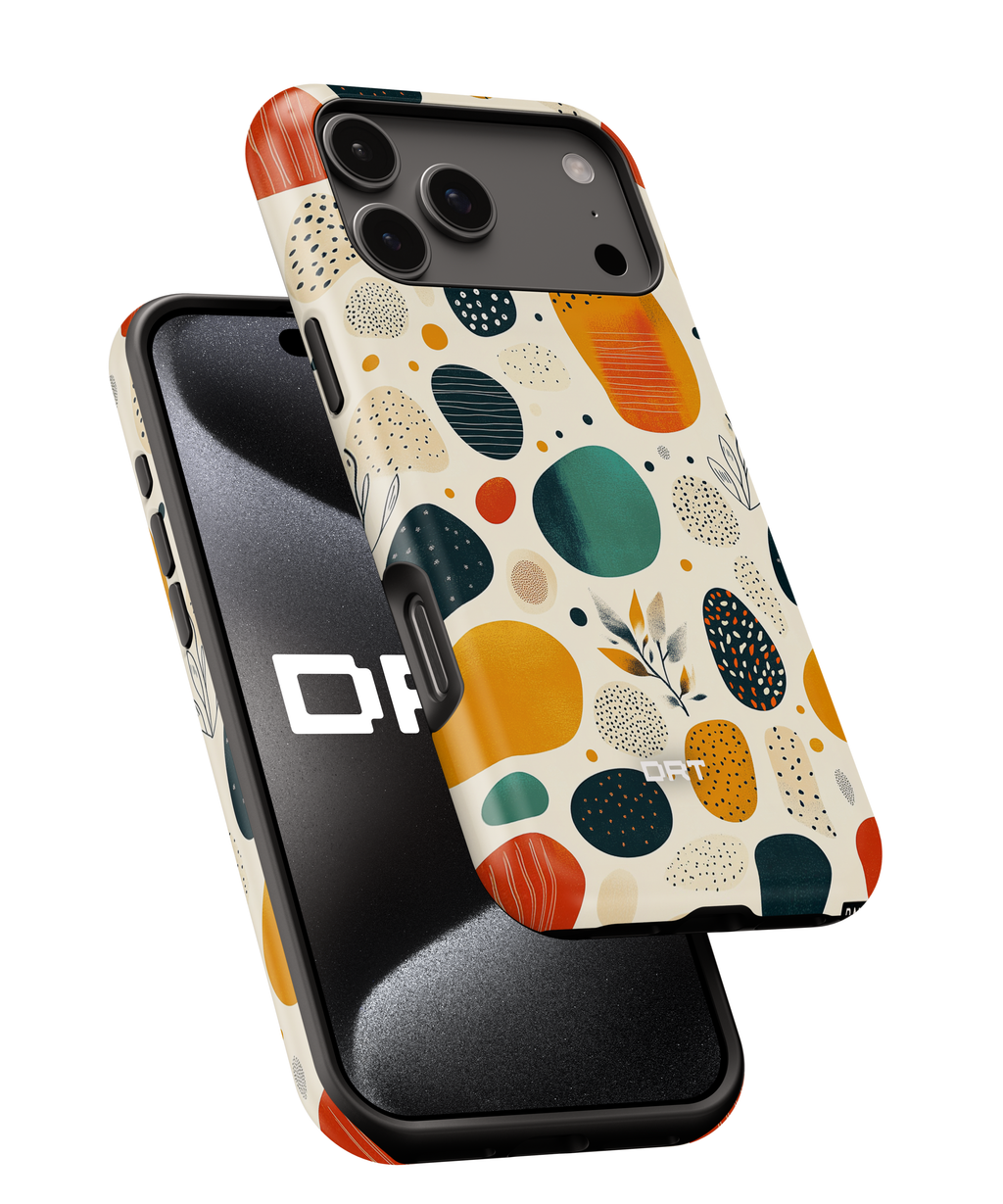 Magnetic Phone Case — Retro Abstract Pebble Design (Impact‑Resistant)